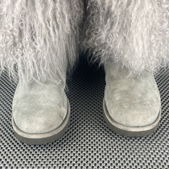 UGG Lida Mongolian Boots Womens Size 7 Gray Leather Sheepskin Rare 1017516 - Picture 8 of 12